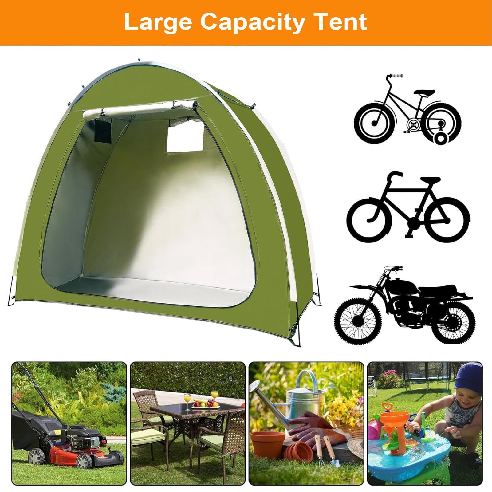 Tettoia Portabici Impermeabile, Antivento, Anti-UV, Portatile | Copertura Portatile Per Motocicletta Per Esterni, Giardino, Patio, Prato, Terrazza E Campeggio