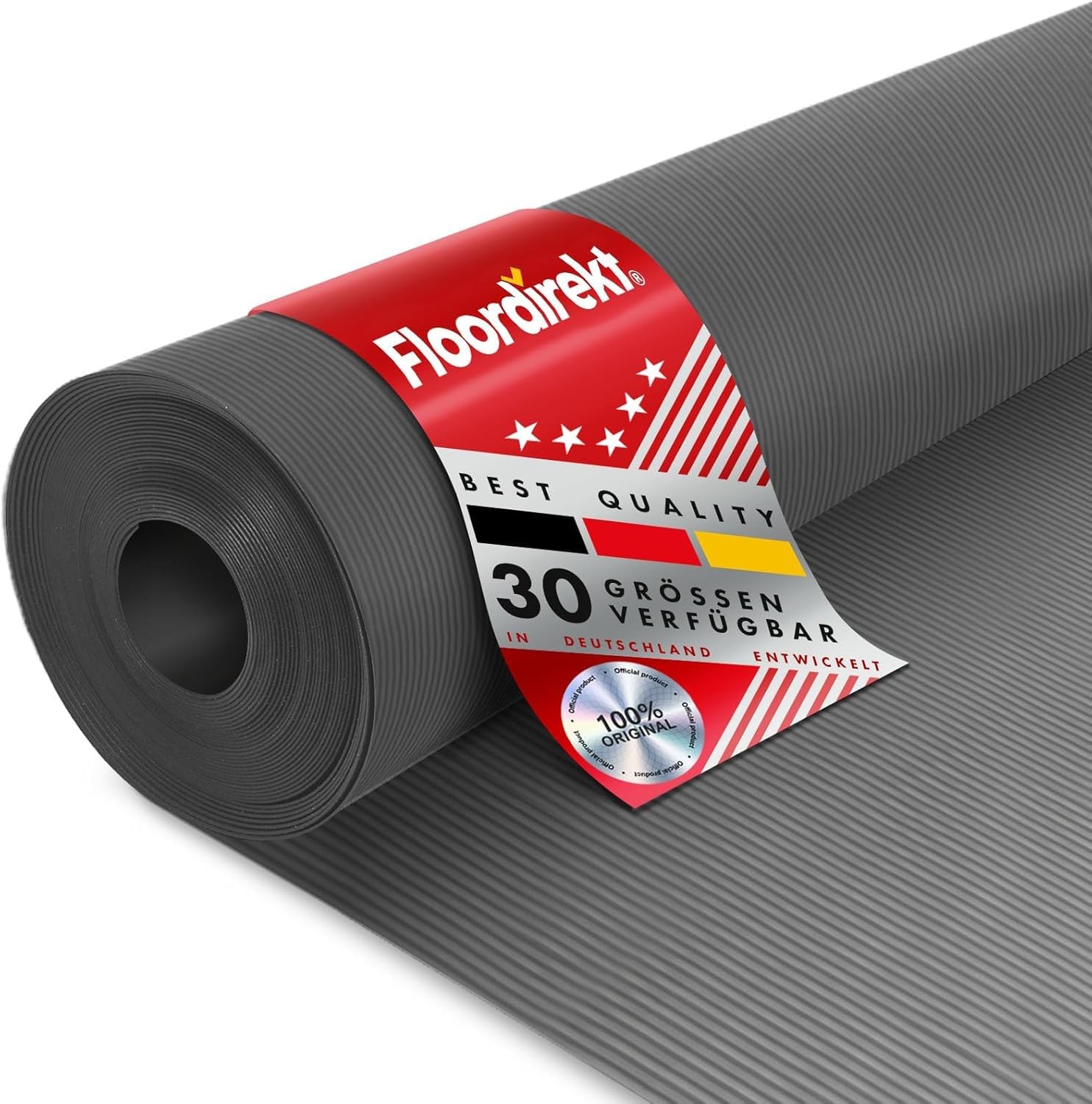 Floordirekt Gummimatte Feinriefenmatte 3mm Gummiläufer Schutzmatte Anti Rutsch Bodenbelag Feingerippt (Schwarz, 100 x 700 cm)