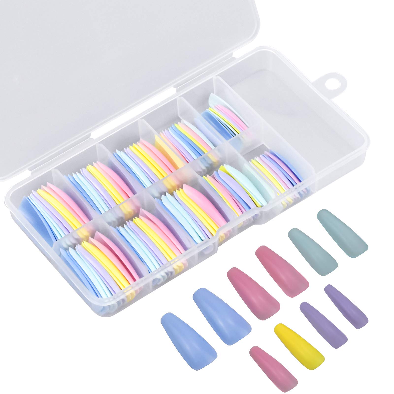 100 Piezas Puntas de Uñas Postizas Largas Artificial De Acrílico, Caja para Mujeres Niñas, Navidad, Salón, Extensión de Uñas Falsas, Arte de Gel