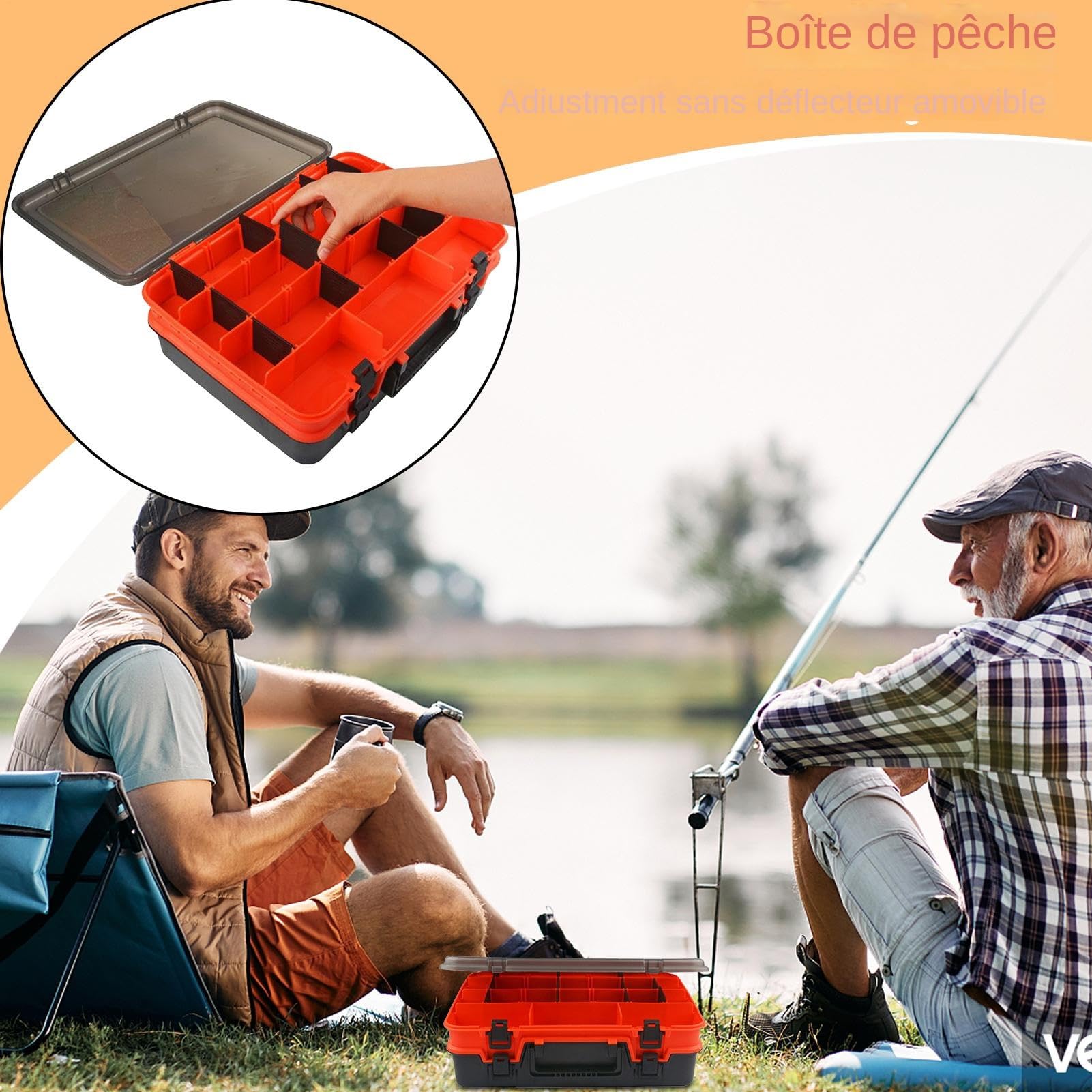 Boîte à pêche Organisateur d'appâts compartimenté