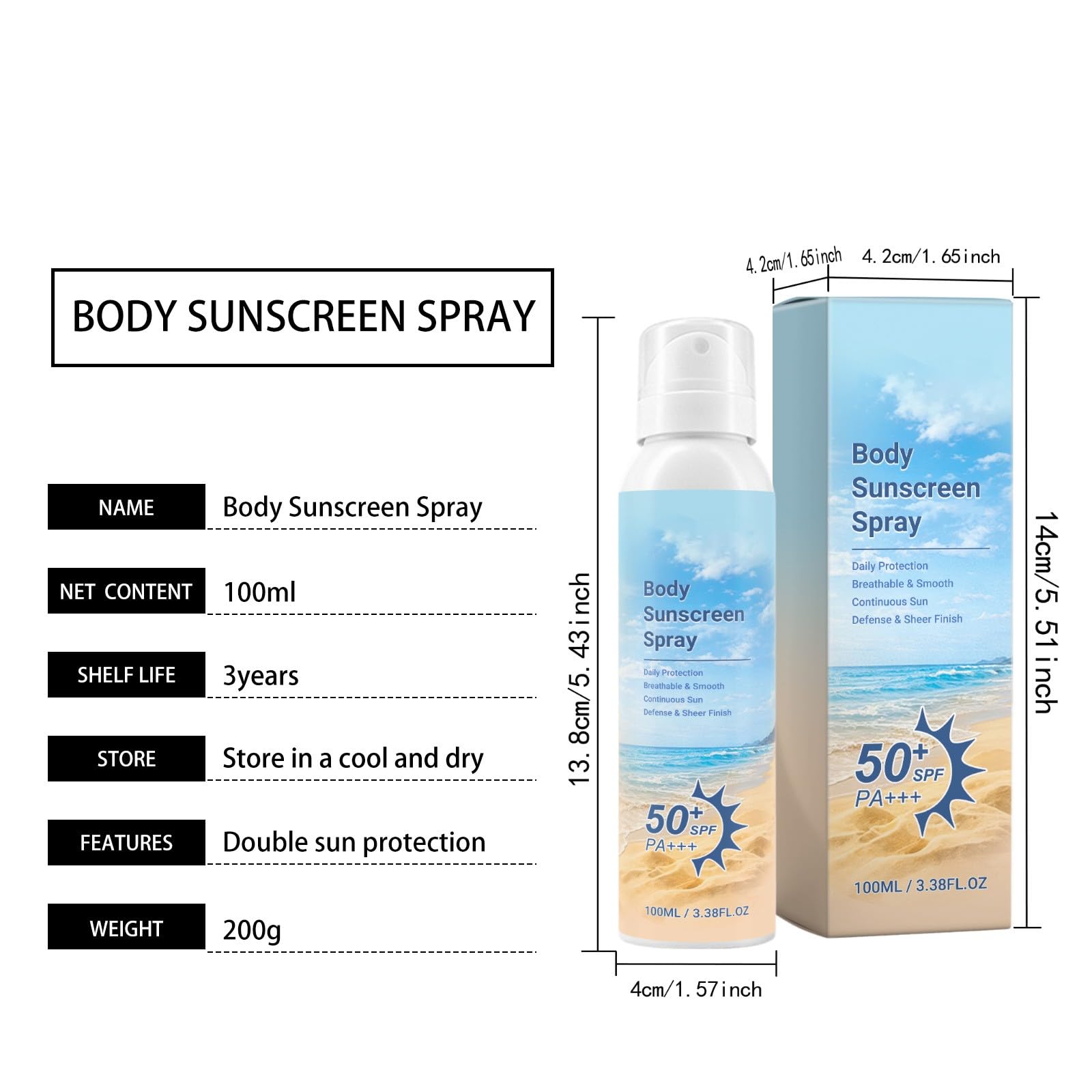 Outdoor Duo Schütz Sonnenspray mit SPF 50++Stark UV-Strahlen Abwehr, Wasserdichte Leichte Sprühformel für Sport und Reisen, Schutz vor Sonnenbrand & Pigmentflecken 100ml (3 PCS)