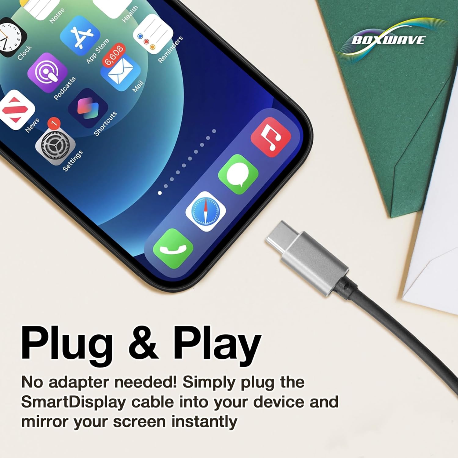 BoxWave Cable Compatible with Honor X8a - SmartDisplay Cable - USB Type-C to HDMI (6 ft), USB C/HDMI Cable - Jet Black