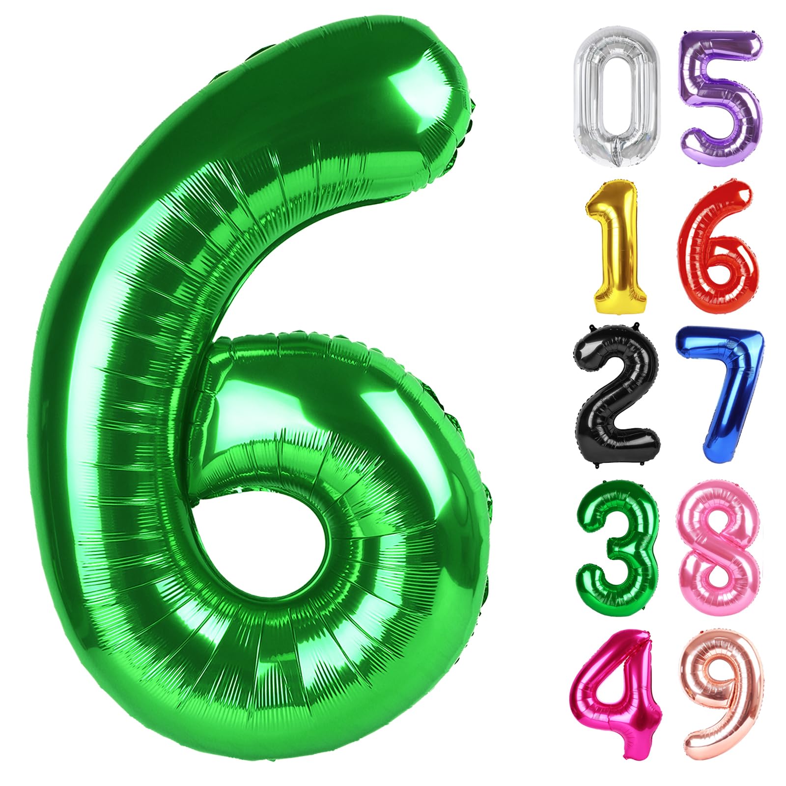 Green Number 6 Balloon 40 Inch, 6th Birthday Party Decorations Men Women