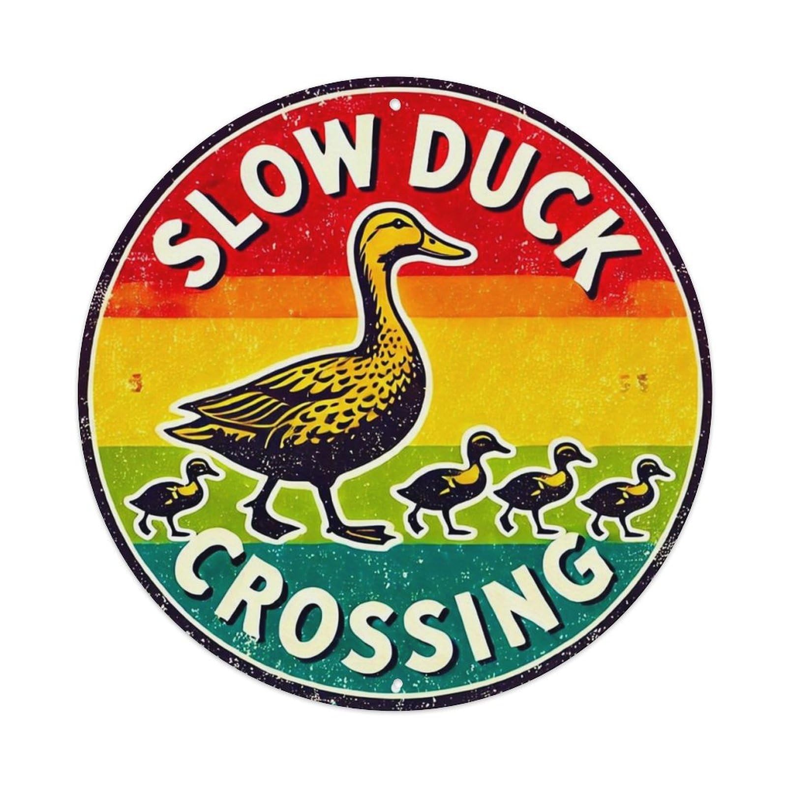 Duck With Ducklings Crossing Sign Tin Sign Metal Poster Vintage Metal Signs for Home Man Cave Bar Cafe Kitchen laundry room Wall Decorations Gift 8x8Inch