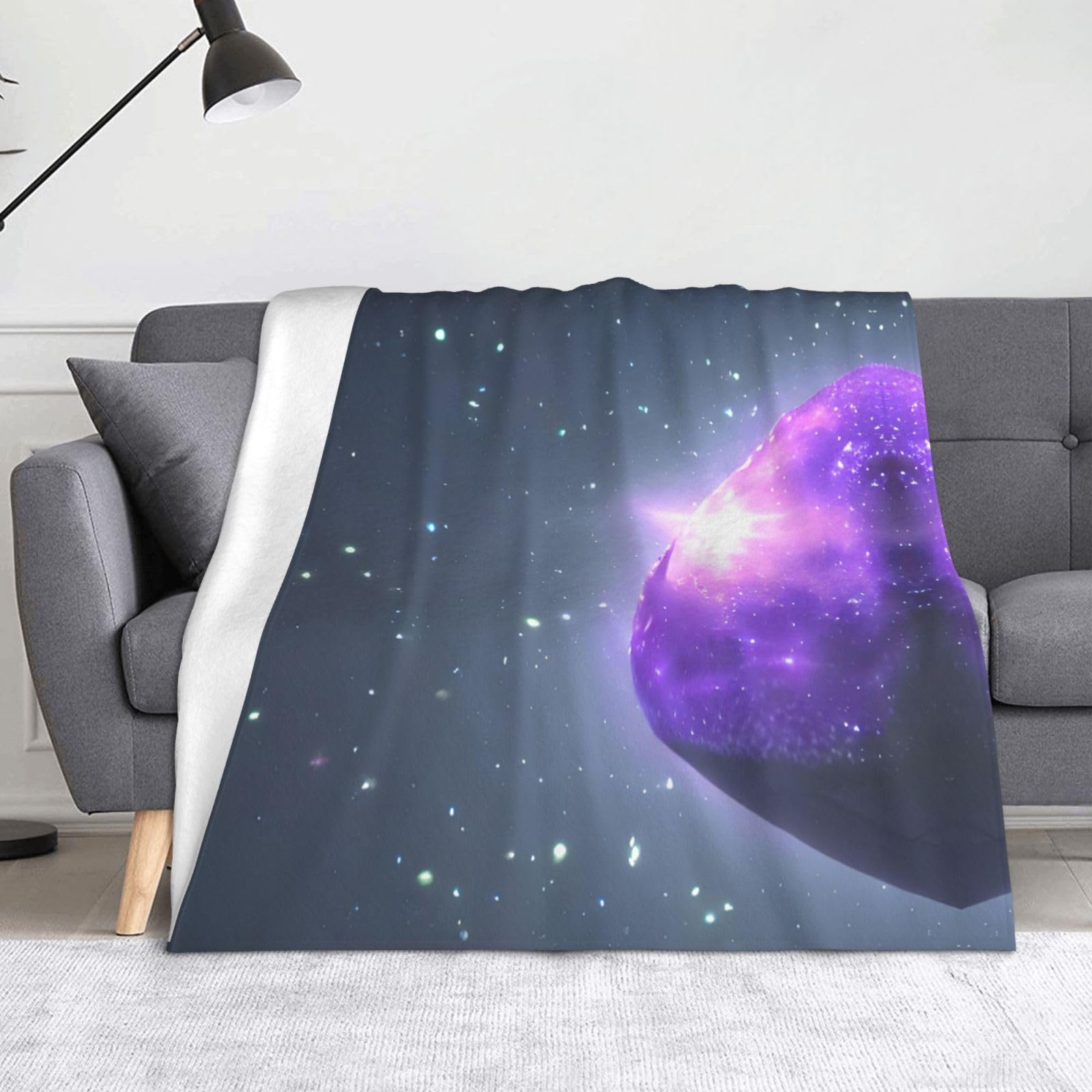 Couverture chaude de camping violette et résistante au froid motif galaxie