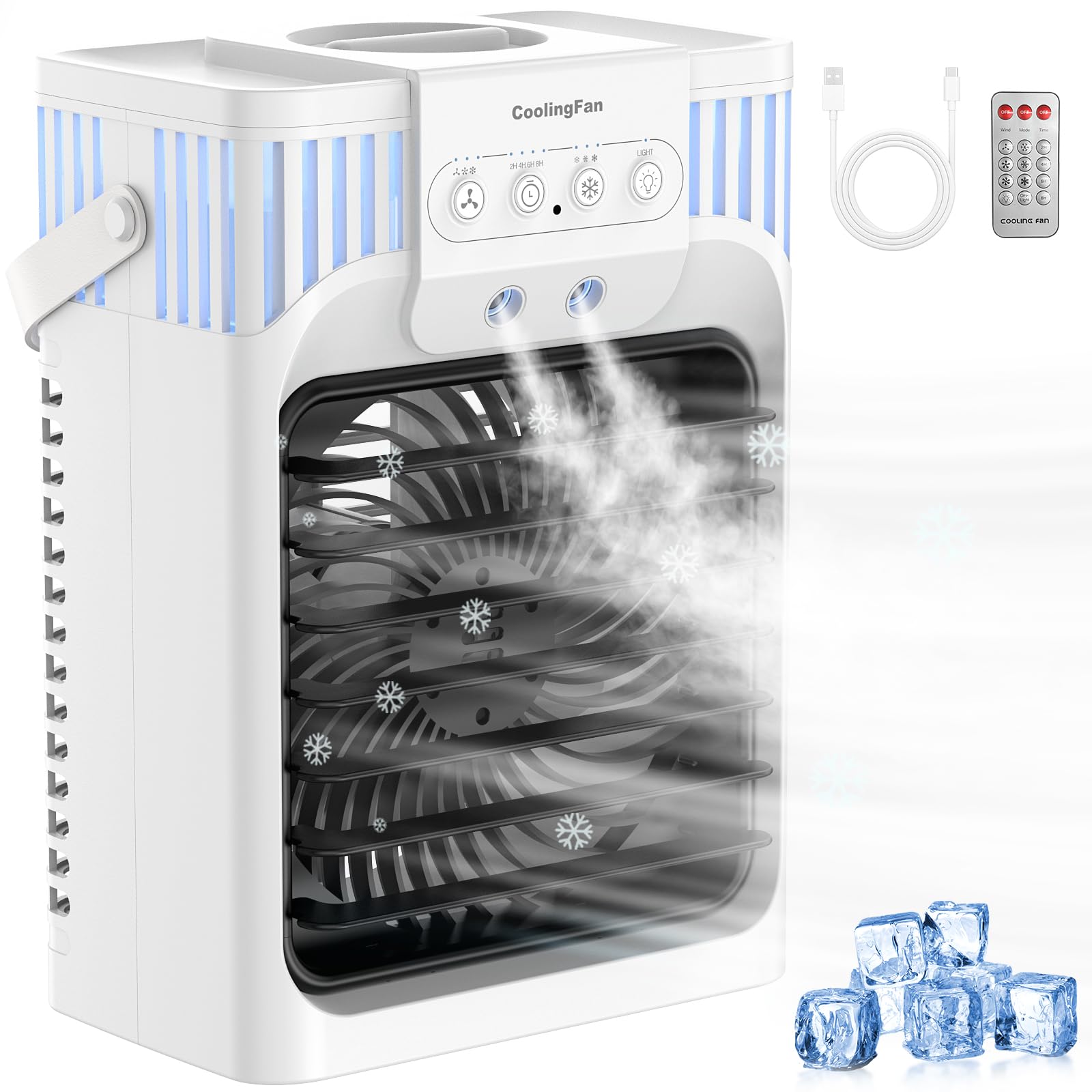 Photo 1 of [Doesn't Turn On] Portable Air Conditioners with Remote for Bedroom, 4-IN-1 Personal Evaporative Air Cooler with 3 Speeds & 3 Mist, 7-Color Night Light, 2-8H Timer, 1200ML Mini Air Conditioner Cooling Fan for Office