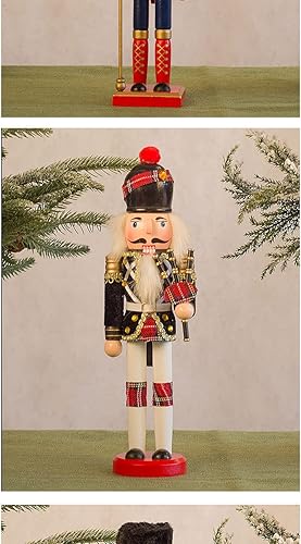 CYee Cascanueces de madera de Navidad, adorno tradicional festivo de 12 pulgadas para decoración de mesa y chimenea (batería)