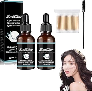 Gfouk Lash Elixir Rapid Growth Strengthening Eyelash Serum, Lashelixir Rapid Growth Strengthening Eyelash Serum, Castor Oil Eyelash Serum, Eyelash Serum (2pcs)