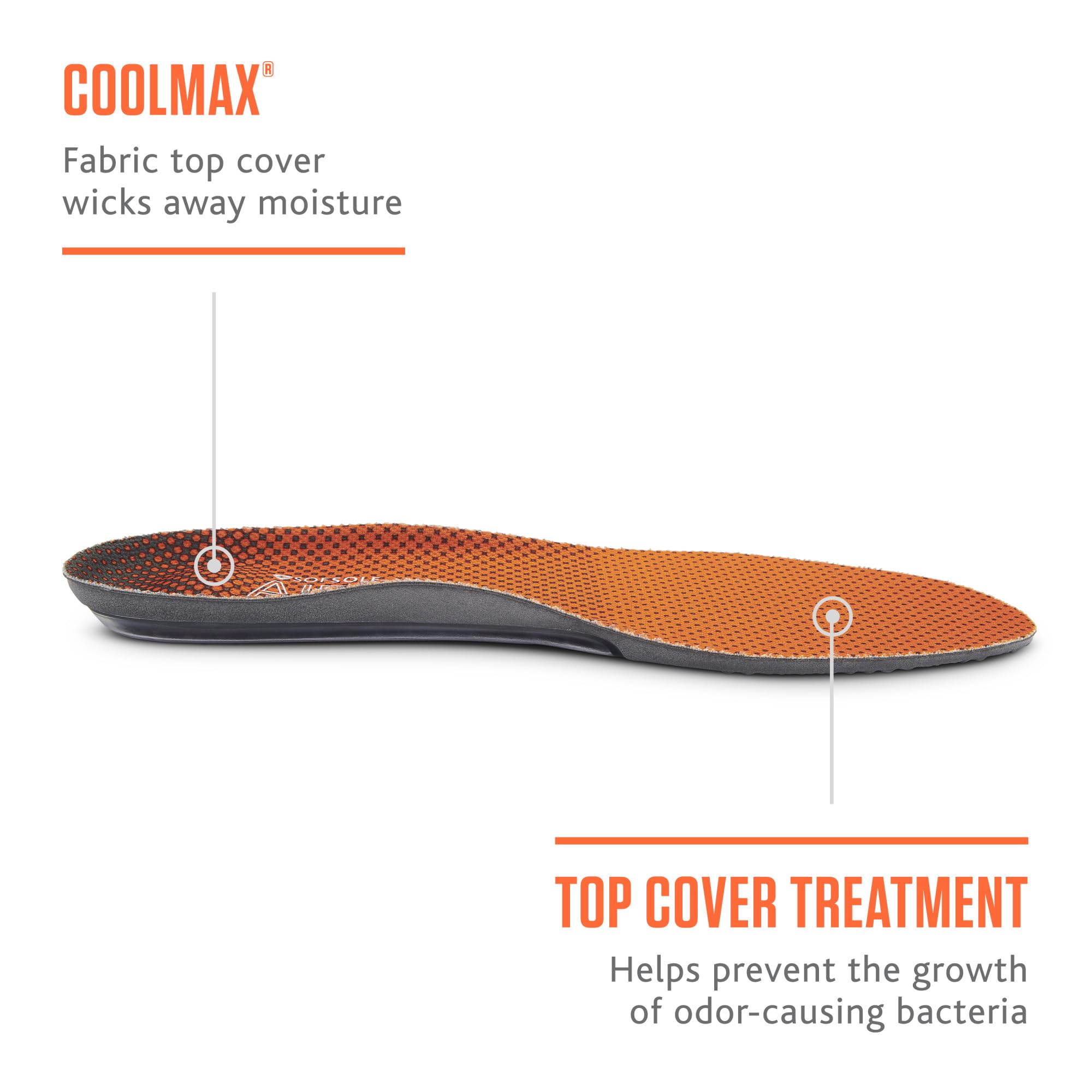 Sof Sole Plantillas AIRR Performance de gel de longitud completa para zapatos para hombre, Naranja, 13-14