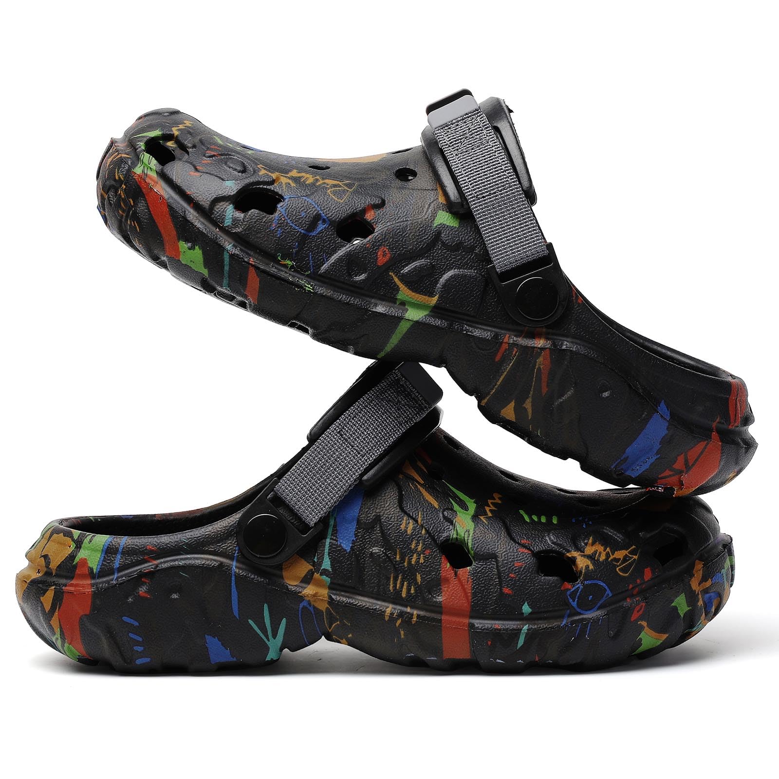 Meidiastra Sabots de Jardin Homme Été – Clogs Légers Graffiti en EVA – Chaussures Antidérapantes Confortables pour Plage Maison Hôpital Jardinage