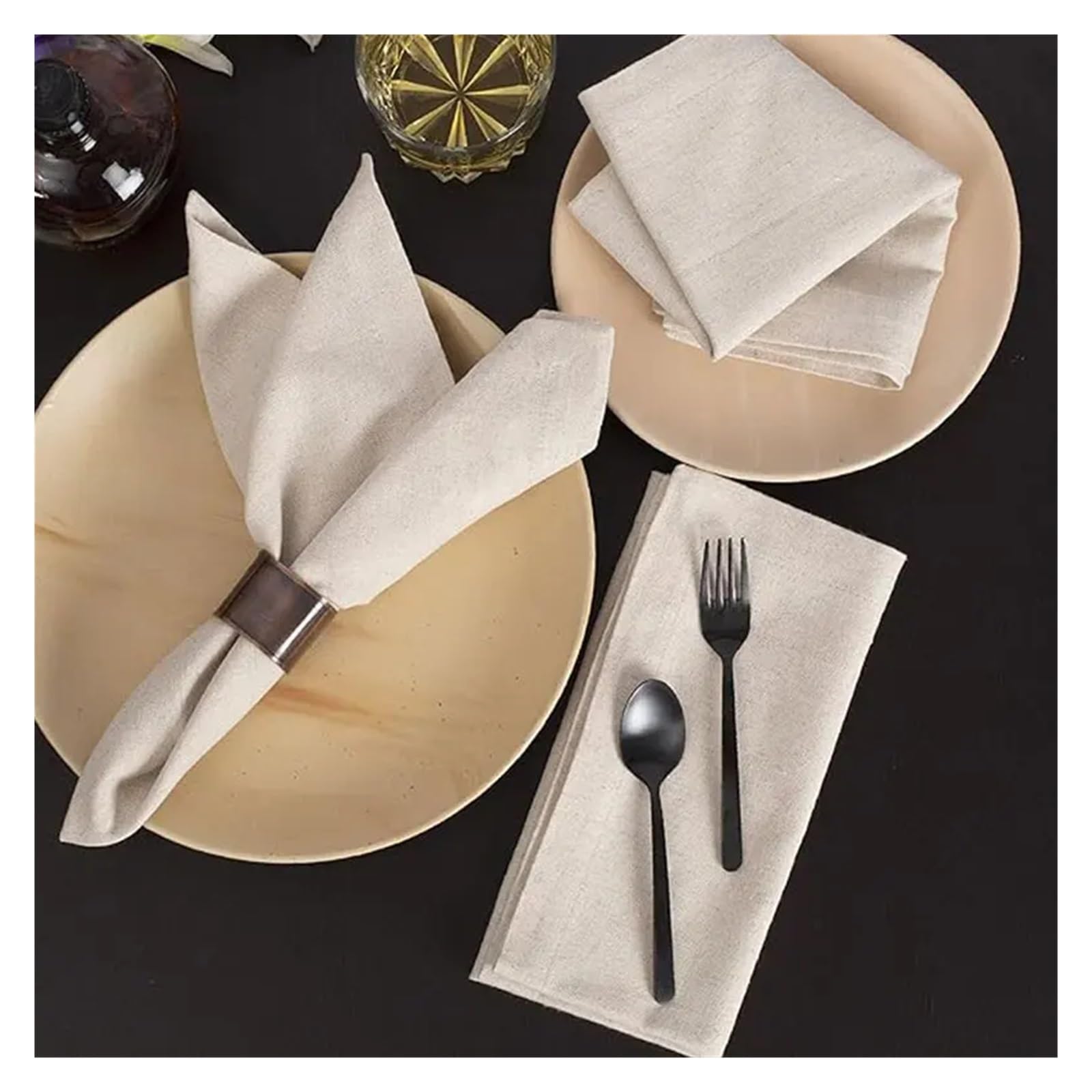 Juego de 6/12/24 servilletas de Mantel de 40 x 40 cm, Reutilizables, for Cocina, Comedor y decoración navideña.(Beige 24PCS)