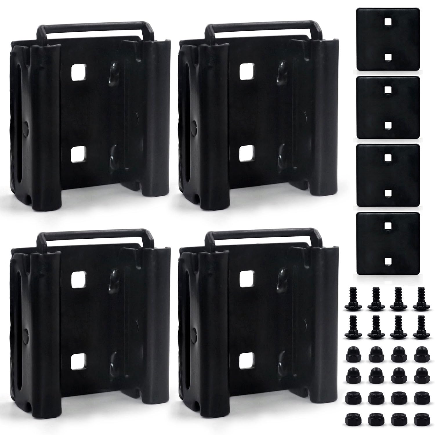 (4 Pack) E-Track Double Buckle Connector, Bolt-on Steel Trailer E Track Accessory Connector, Bolt-on Steel Cargo Securement for Trucks, Trailers, Vans