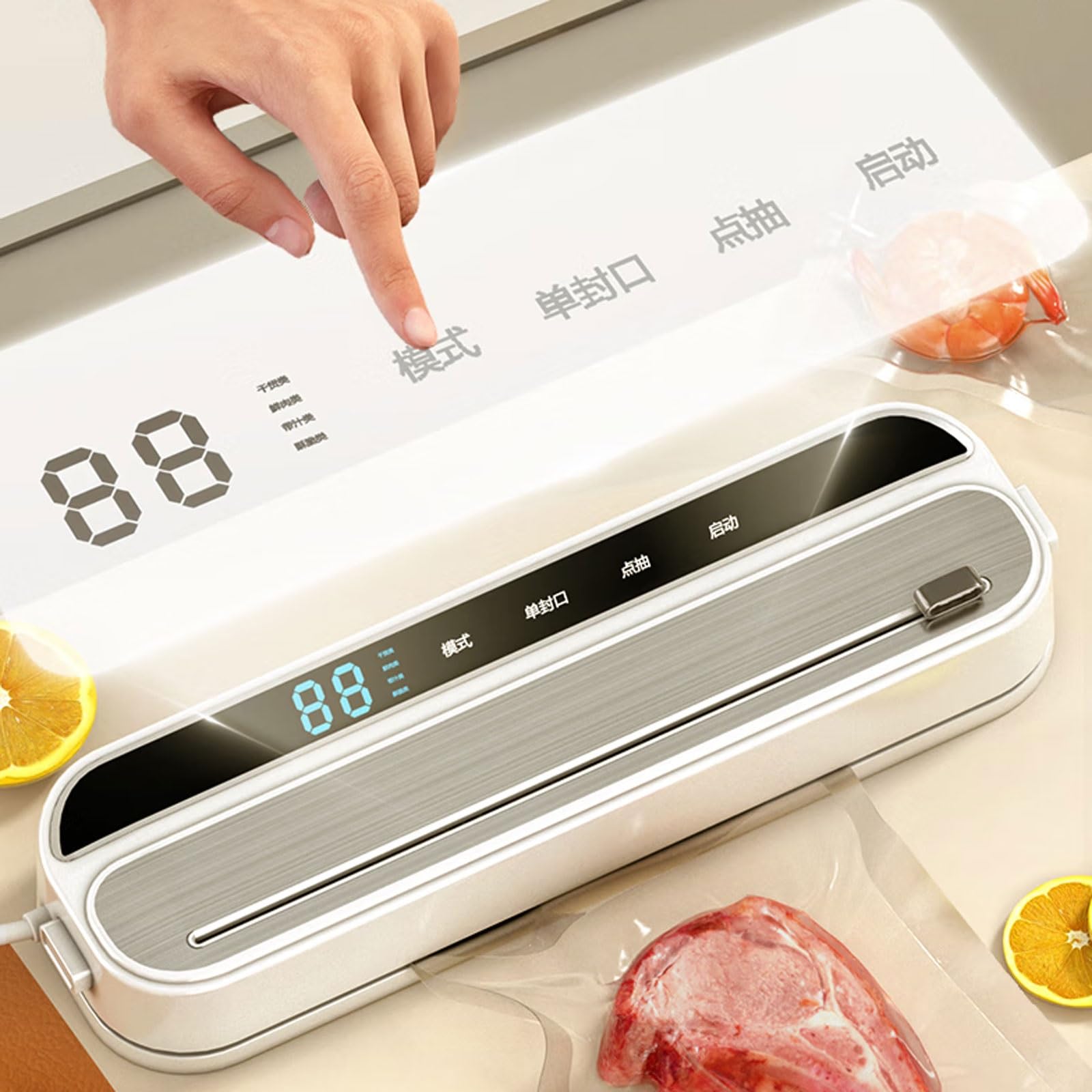Leggero Sigillatrice sottovuoto in plastica con timer digitale Compatible with il conto alla rovescia, sigillatrice automatica con lama scorrevole esterna, modalità asciutto/bagnato potente