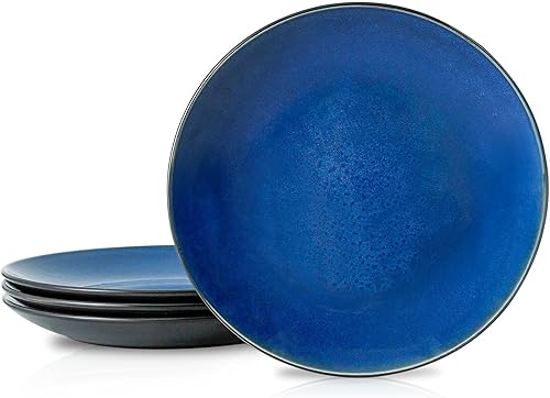 Juego de 4 platos llanos de cerámica verde claro de 8 pulgadas, platos de ensalada de porcelana para pizza, pasta, postre, aperitivos, aperitivos