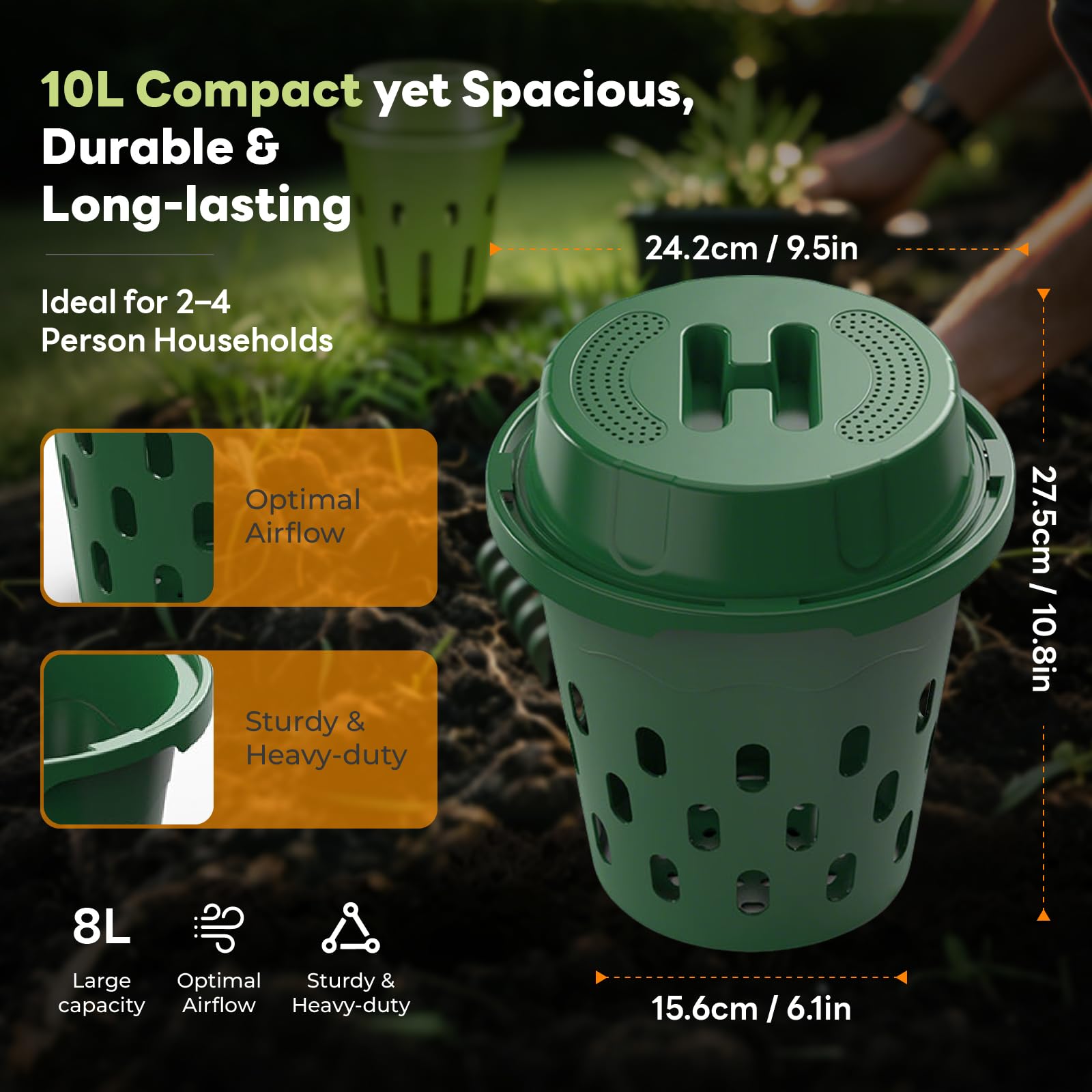 Compostiera per vermi interrati - Attrezzatura esterna con fori - nel cestino del composter di vermi macinati, per cortile letto rialzato orto orto orto vivaio parco principianti giardinieri
