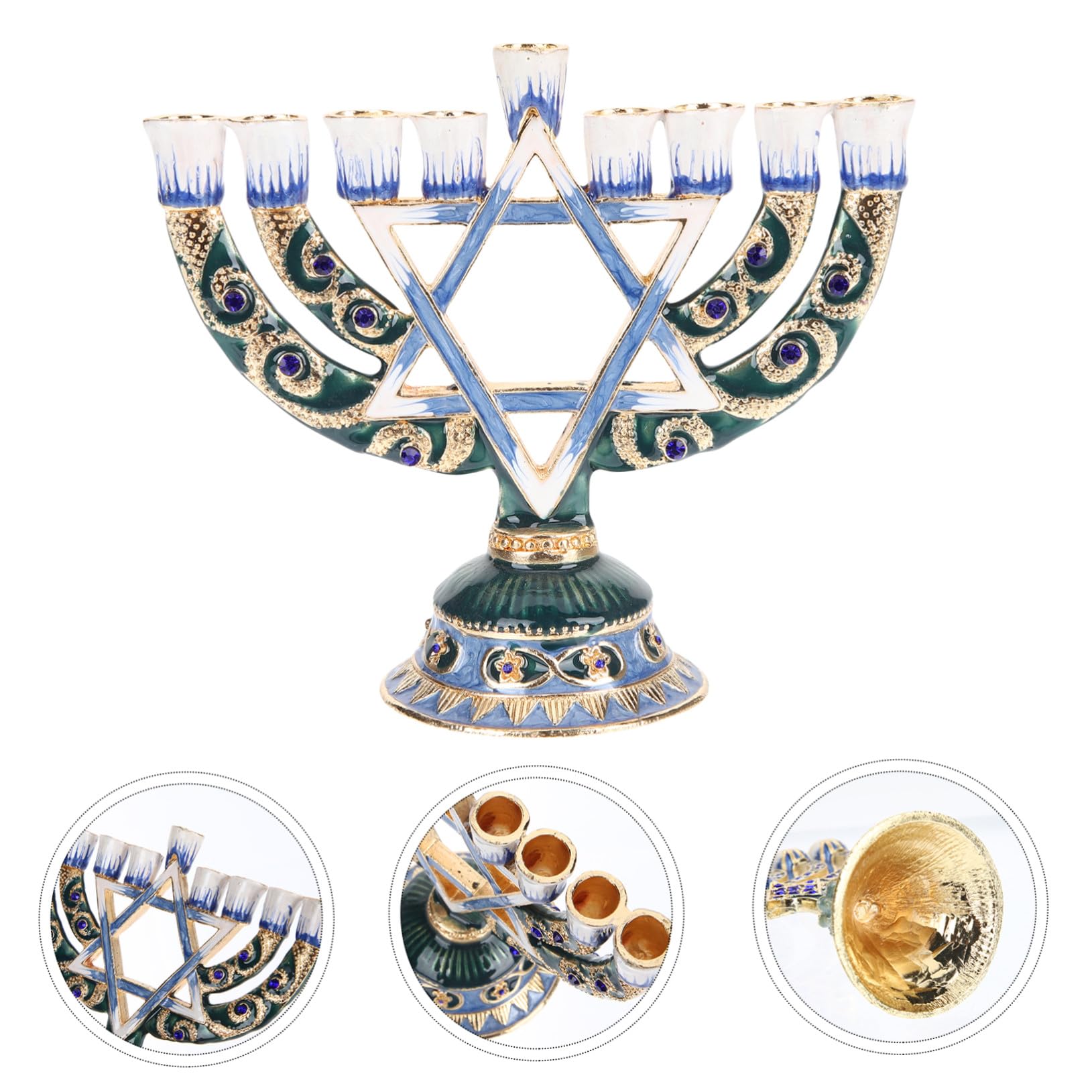 NOLITOY Candelabro de Mesa de 9 Brazos en Aleación Retro para Decoración Delicada y Celebración de Hanukkah en Cenas Familiares