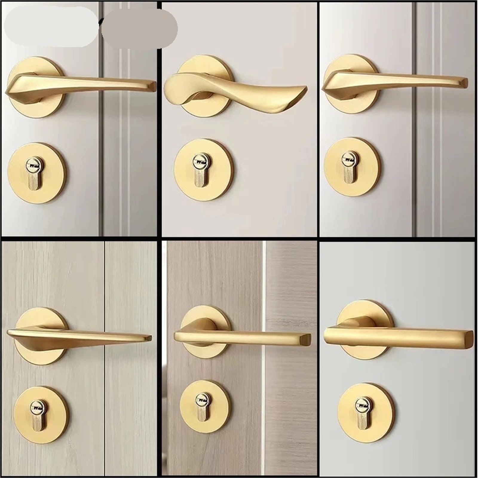 Poignée de porte dorée magnétique anti-bruit en aluminium G-Style