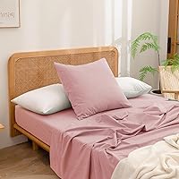 Vista 44 de BESTOUCH Funda de almohada 100% algodón lavado para cabello y piel, tacto de lino, suave, cómoda, transpirable, juego de 2 fundas de almohada