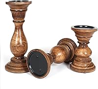 Vista 14 de Portavelas decorativo de madera hecho a mano, forma de sirena, columnas redondeadas, estilo campestre, ideal para regalo, boda, Navidad, fiesta