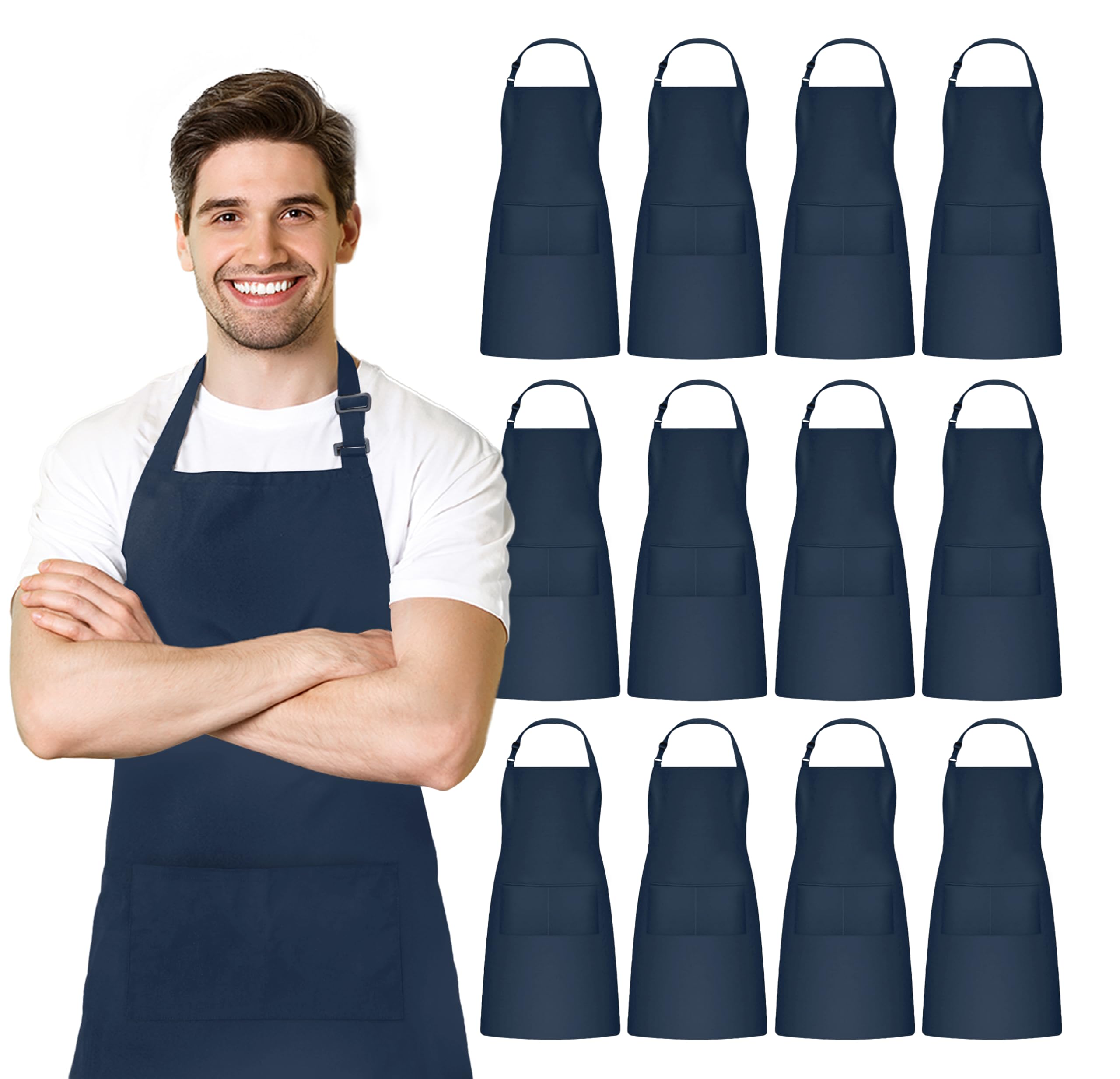 Avalon Kitchen Premium Chef Apron - Waterdrop Resistant 100% Polyester Adjustable Kitchen Aprons for Men Bulk Aprons