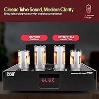 Vista 2 de Pyle Bluetooth Amplifier Receiver with 4 Vacuum Tubes - 500W High-Fidelity Home Audio Stereo System, USB Reader, CD/DVD Inputs, Subwoofer Output