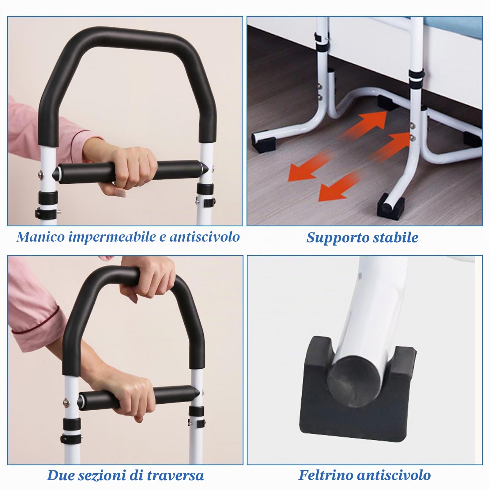 Supporto per Anziani, Supporto per Alzarsi dal Letto/Divano/WC, Altezza Regolabile, Antiscivolo Aiuto per Alzarsi dal Letto per Anziani, Persone con Limitata Mobilità (Piedini Antiscivolo)
