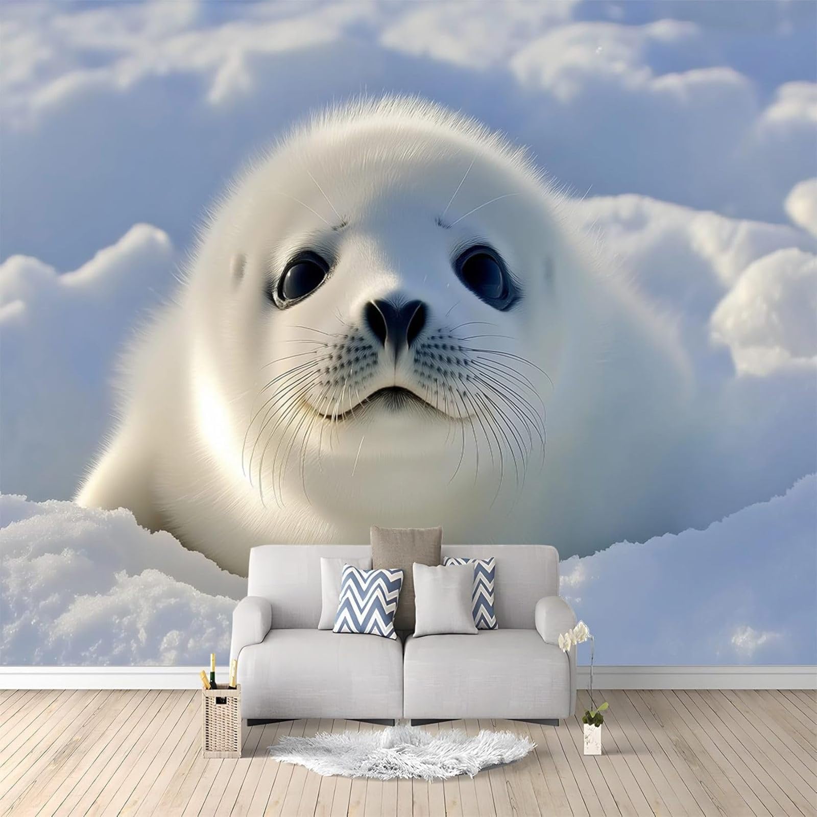 kfjhgbdshhj 3D Effect Animal Seal Wallpaper 3D Non-Woven Wall Decoration Study Room Living Room Restaurant Cafe,150cmx105cm