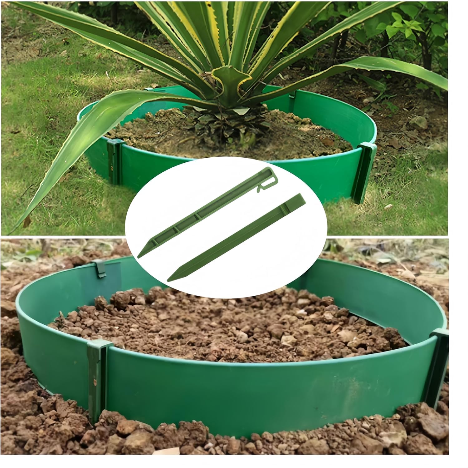 Confezione da 30 picchetti per bordi paesaggistici, CAASFOOY 24,5 cm, picchetti di ancoraggio in plastica, per bordi di terrazze e tende da giardino (verde)