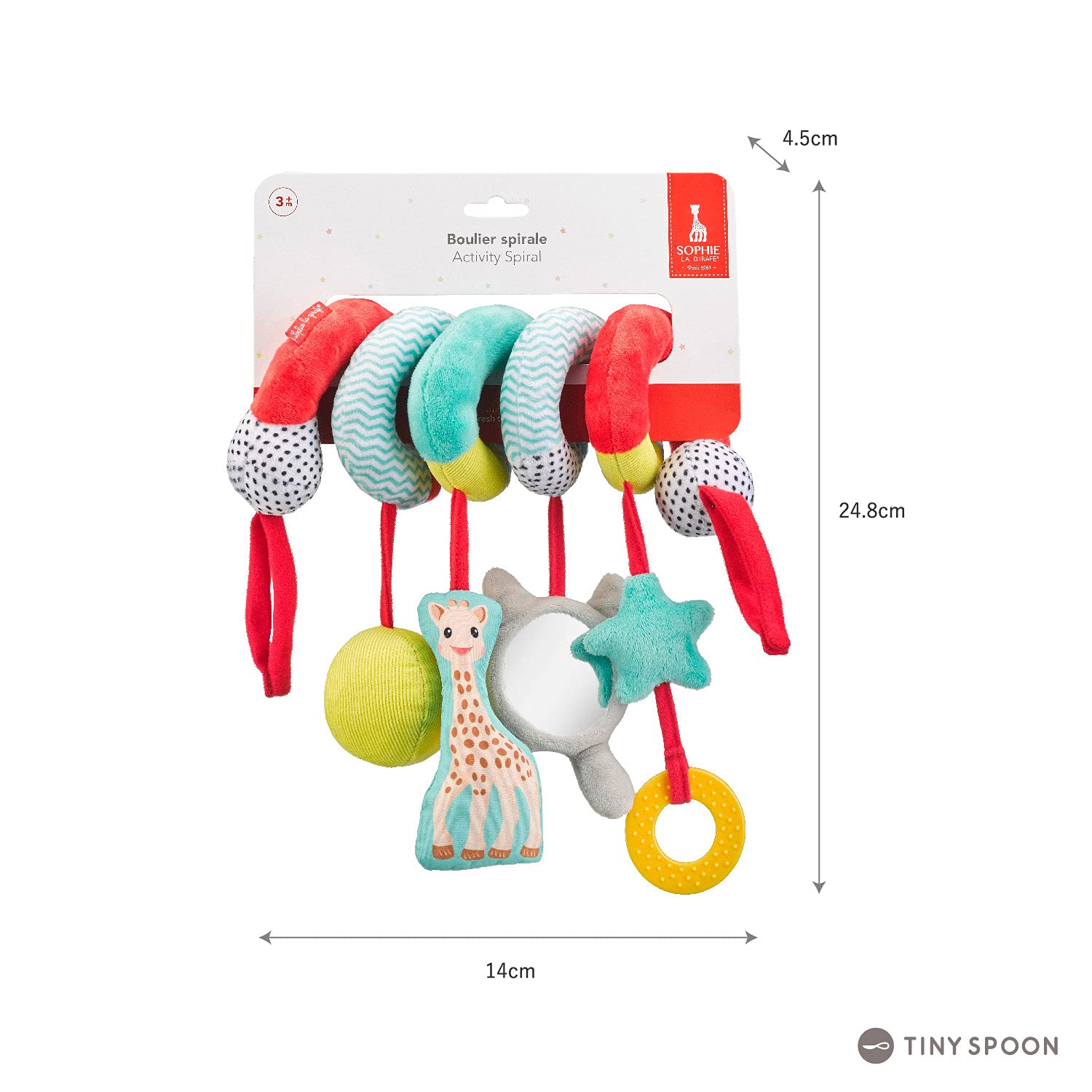 Sophie la Girafe - Abakus spirala zabawka wózek dziecięcy 230831, wielokolorowy, 6 sztuk