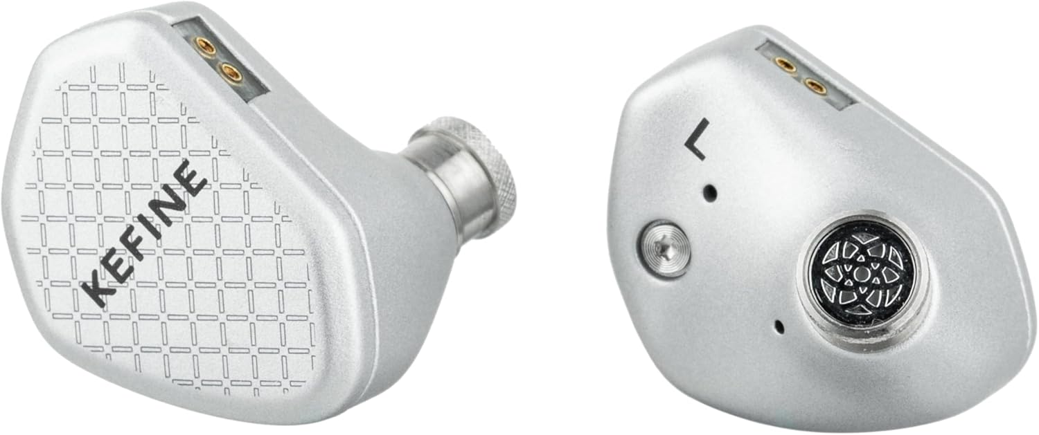Linsoul Kefine Klean in Ear Monitor,10mm DLC Diaphragm Dynamic Driver HiFi Earphones,Wired Gaming Earbuds,Replaceable Nozzles,Detachable Silver-Plated Cable for Audiophile (No Mic 4.4mm, Silver)