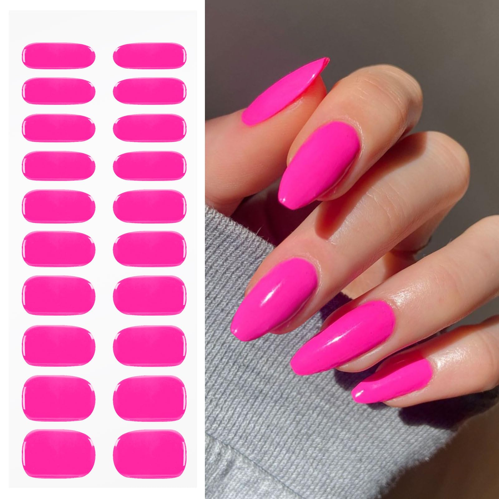 JMEOWIO Gel Nail Stickers Red Pink Semi Cured Gel Nail Strips Wraps UV/LED Nails Art Design Decoration Accessories - Image 3