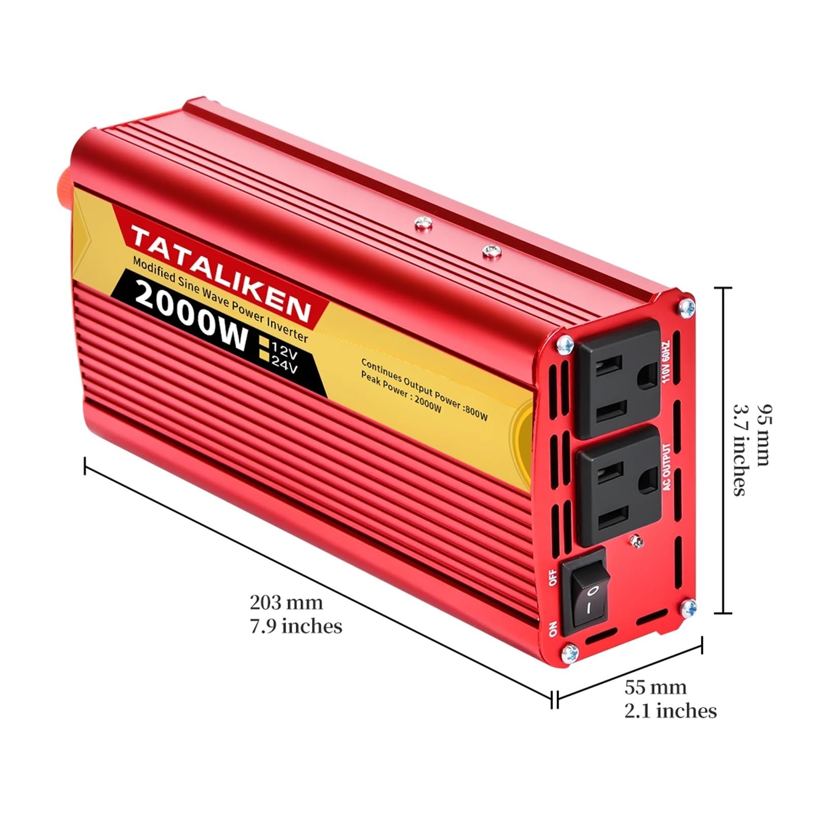 Amazon.com: JZRYQJGJ 1500W Car Power Inverter, DC 12V to 110V/220V 60HZ AC  Converter with USB Port and Type-c Port Cigarette Lighter Socket Adapter  (Color : 2500W 12V, Size : 110V 60HZ_Brazil Socket) :
