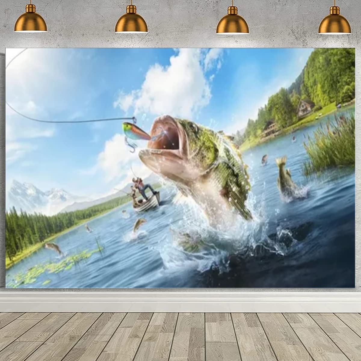 Summer Gone Fishing Happy Birthday Photography Backdrop (7X5FT) - Vinyl Material, Blue, Perfect for Birthday, Baptism, Anniversary Parties