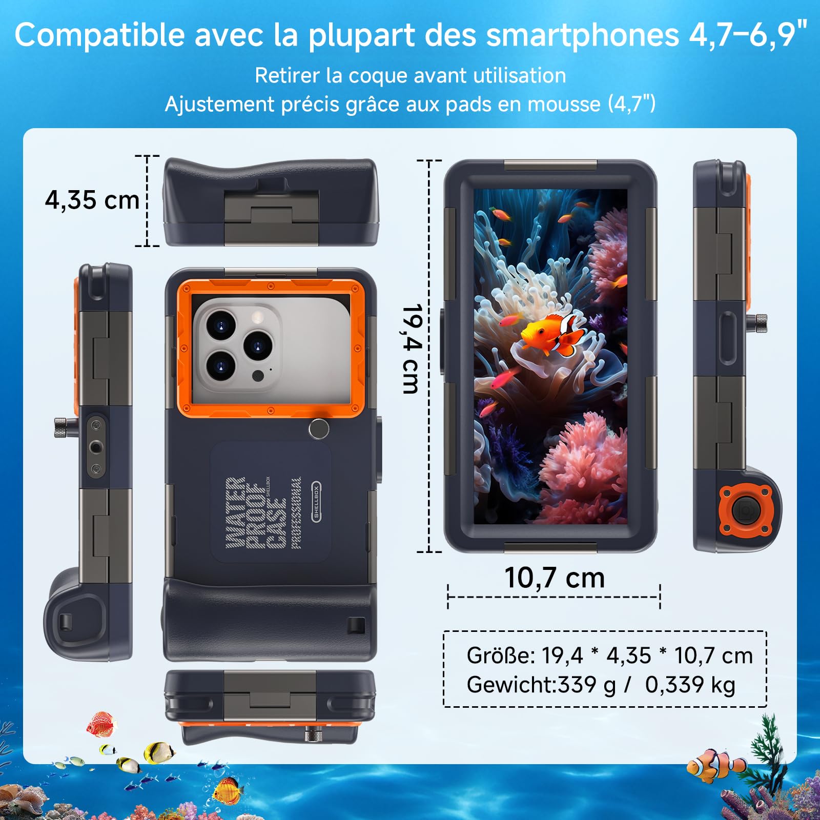 DANZHANG Pochette Étanche Smartphone IPX8 –Coque Waterproof 4,7–6,8" Compatible avec iPhone 17/16 / 15/14 / 13/12 / 11 (Pro/Pro Max/Plus/Mini), Samsung S10–S25 Ultra/Plus, Xiaomi