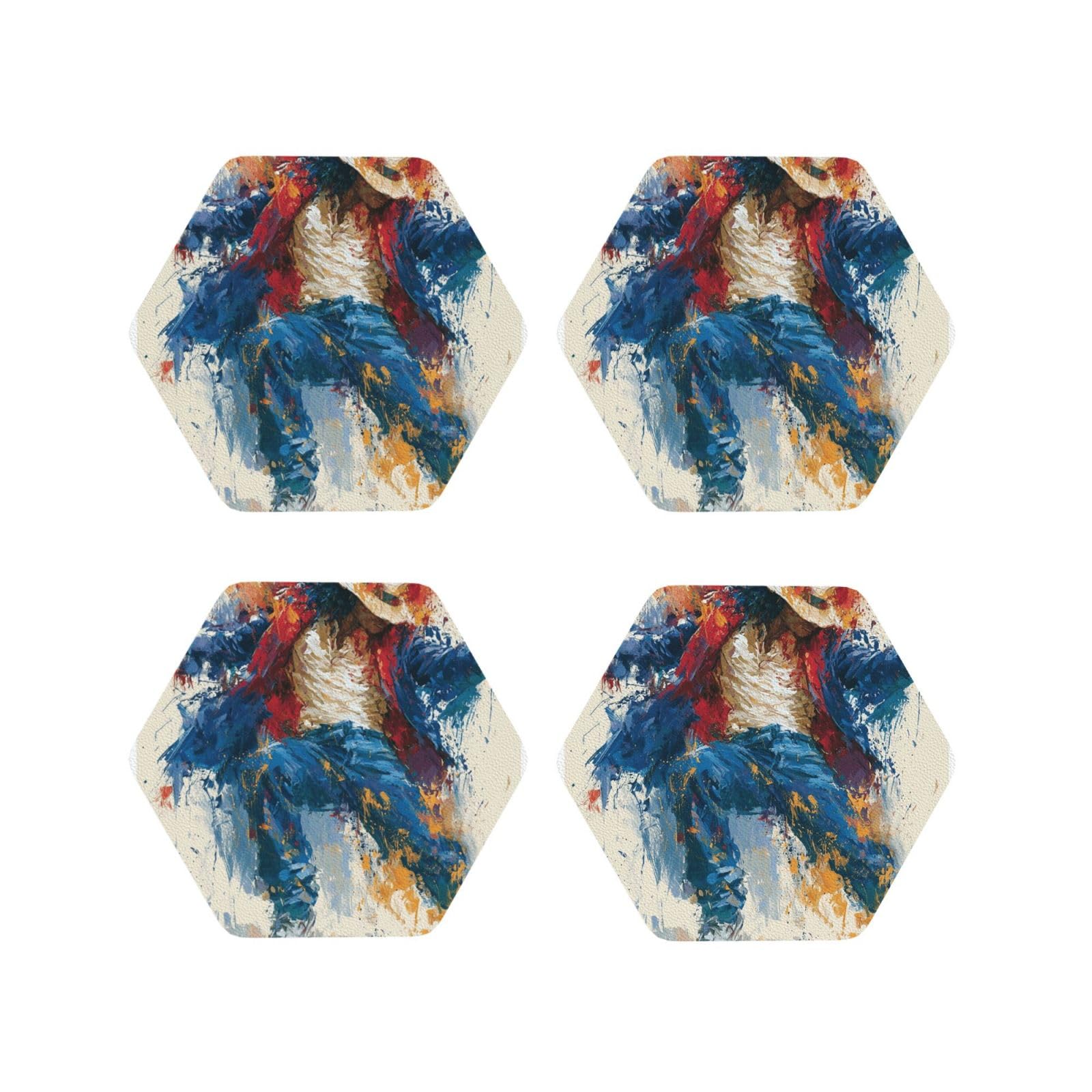 Coasters Set of 4 Round Leather Coaster Quick-Dry Drink Michael Jackson Coasters for Desk Absorbent Mugs Pads Tabletop Protection Pad Heat Resistant Coffee Cup Mat for Kitchen Bar