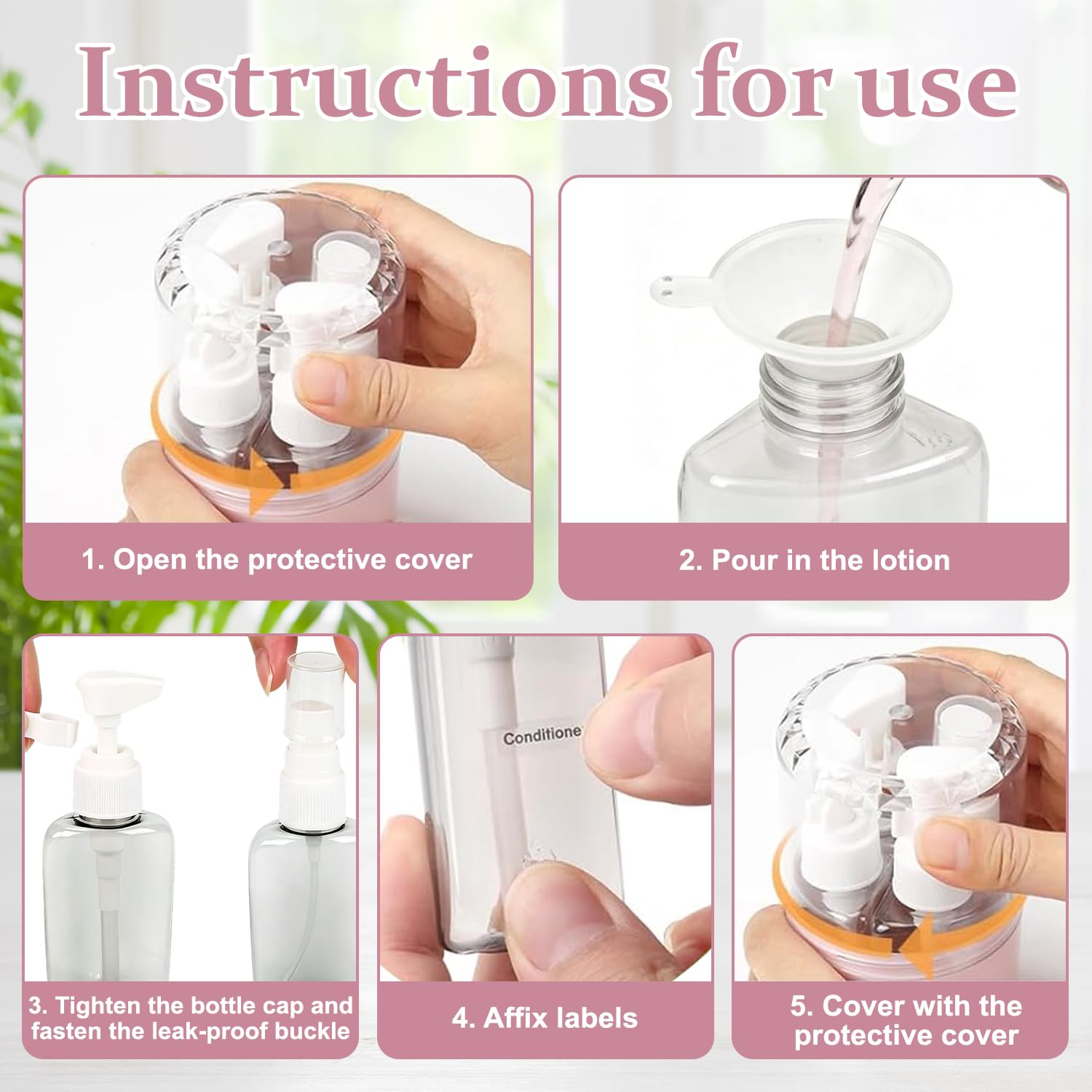 Dispenser da Viaggio 4 in 1, Bottiglia da Viaggio 4 in 1, 4 in 1 Bottiglie da Viaggio da Riempire, Flacone da Viaggio 4 in 1, Set di Flaconi Dispenser da Viaggio 4 in 1 per Shampoo, Lozioni (M2)