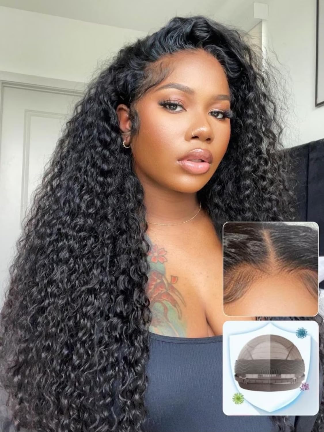 UNICE Bye Bye Knots Glueless Wig Pre Plucked Pre Cut Water Wave 7x5 Lace Front Wigs Human Hair Wet and Wavy Put on and Go Glueless Human Hair Wig 150% Density 24 inch: UNICE Bye Bye Knots Wig Mixed Curls Water Wave and Jerry Curly Fluffy Wig 13X4 Lace Front Pre Everything Wigs Glueless Human Hair Pre Plucked Pre Cut Bleached Knots 150% Density 22 Inch
