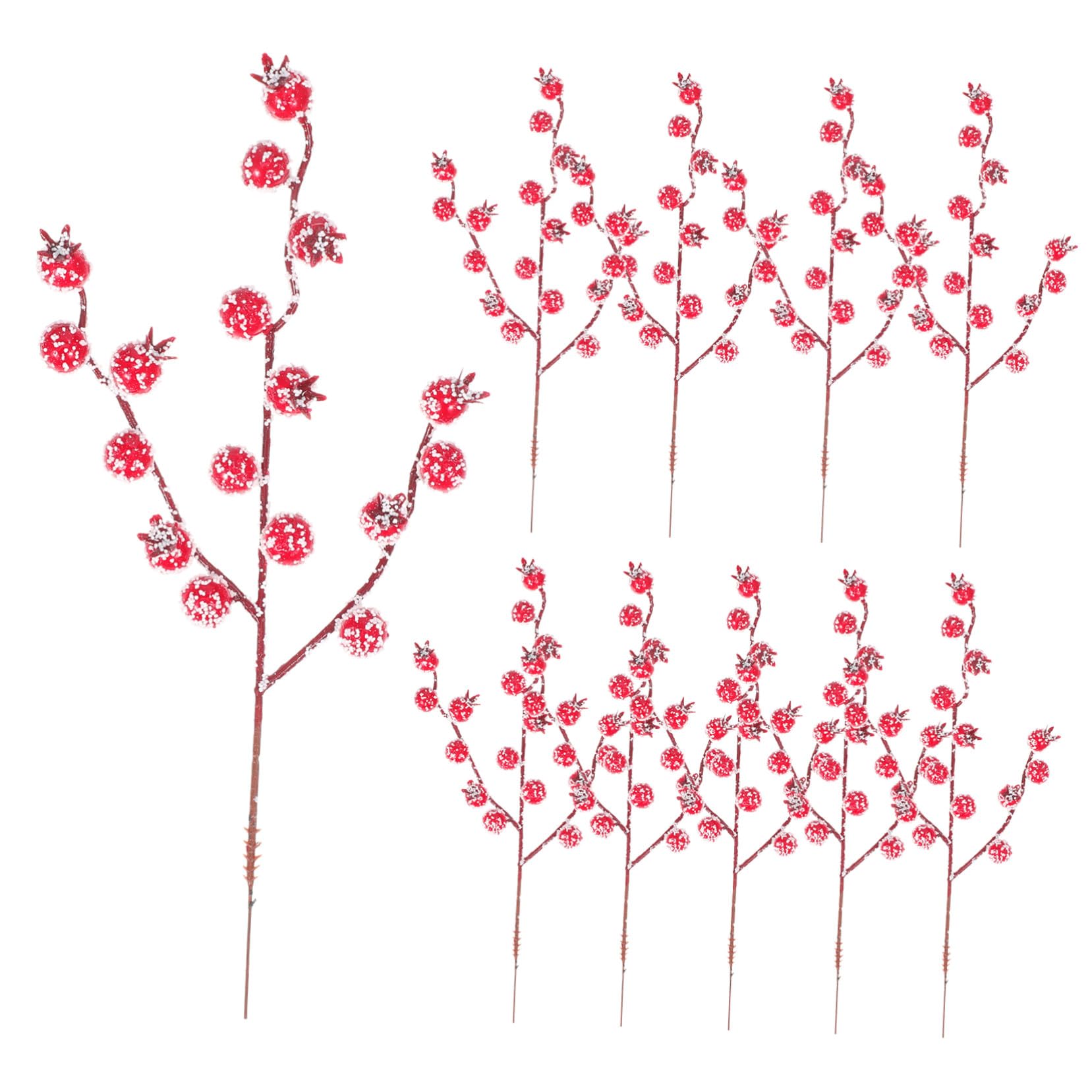 Branche de baie rouge artificielle de Noël, lot de 10 pièces réalistes pour décorer la maison