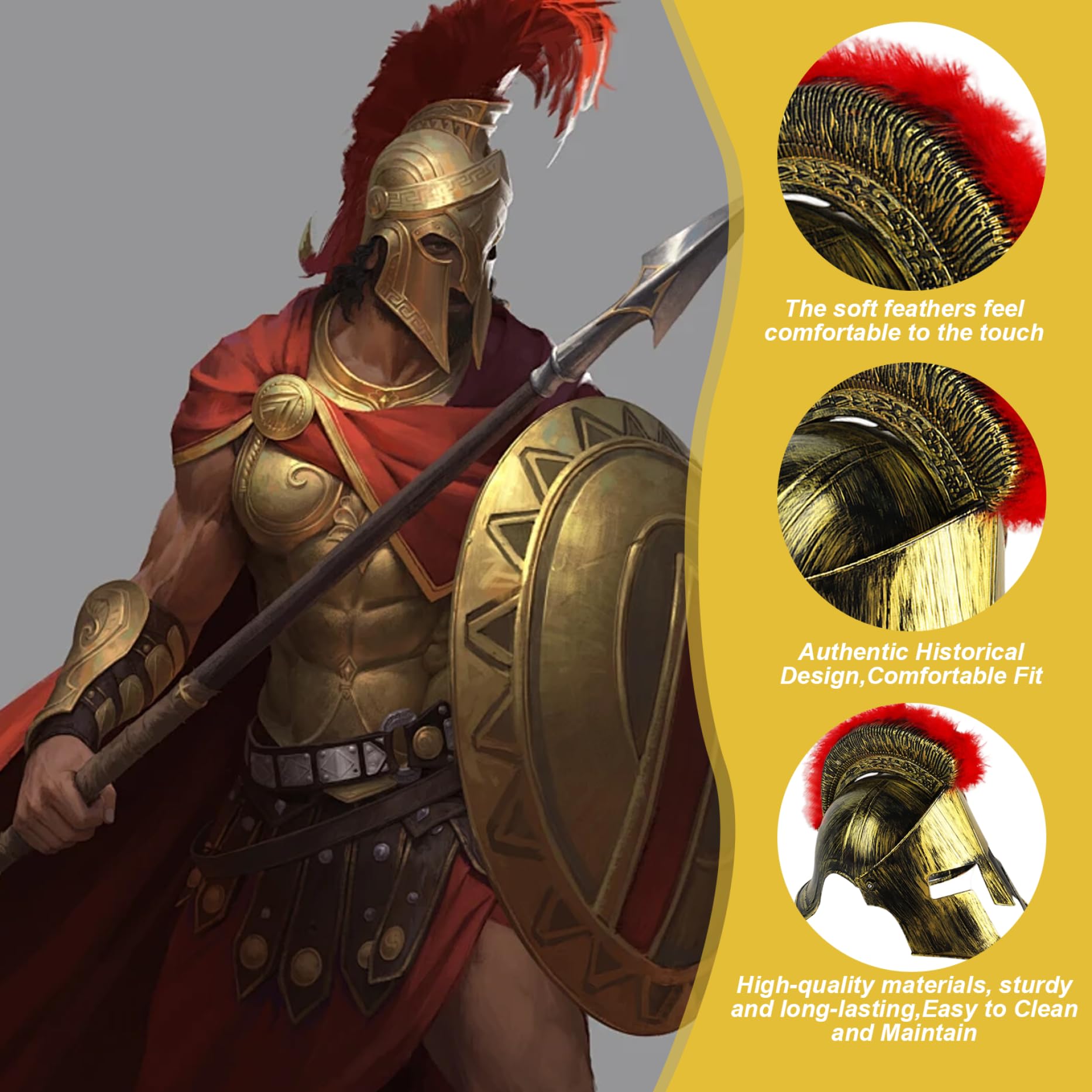 Costume da armatura medievale Antico elmo romano vichingo per giochi di ruolo di Halloween Sparta, elmo romano