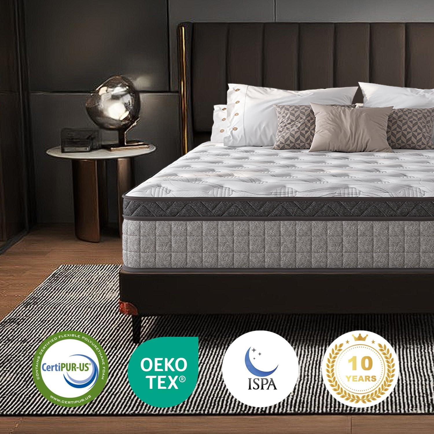 12'' Hybrid Mattress King with Memory Foam and Independent Springs, Cooling Gel Memory Foam Mattress, Deep Sleep Hybrid Mattress, Targeted Pressure Relief, Advanced Motion Isolation (12" King)