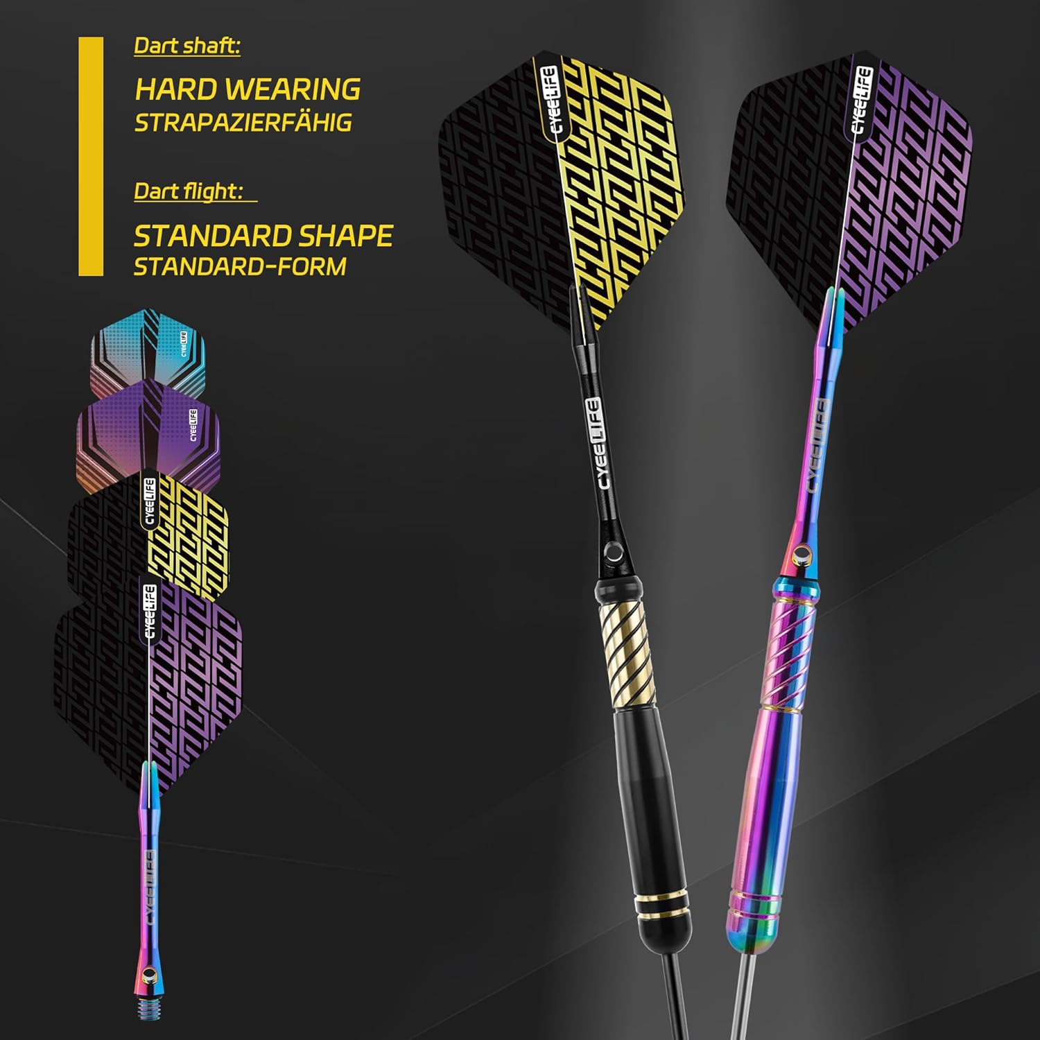 CyeeLife Pro Steel Tip Darts Set – 20g Brass Darts Gift Set with Dart Case | Includes 6 Aluminum Shafts, 12 Flights, 20 O-Rings, 2 Protectors, Sharpener & Tools for Beginners or Professionals