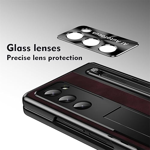 Miniatura 3 de Gadget-Park Funda para Galaxy Z Fold 5 - Funda de piel suave al tacto con soporte, protección de lente, soporte para S Pen, protección de bisagra y