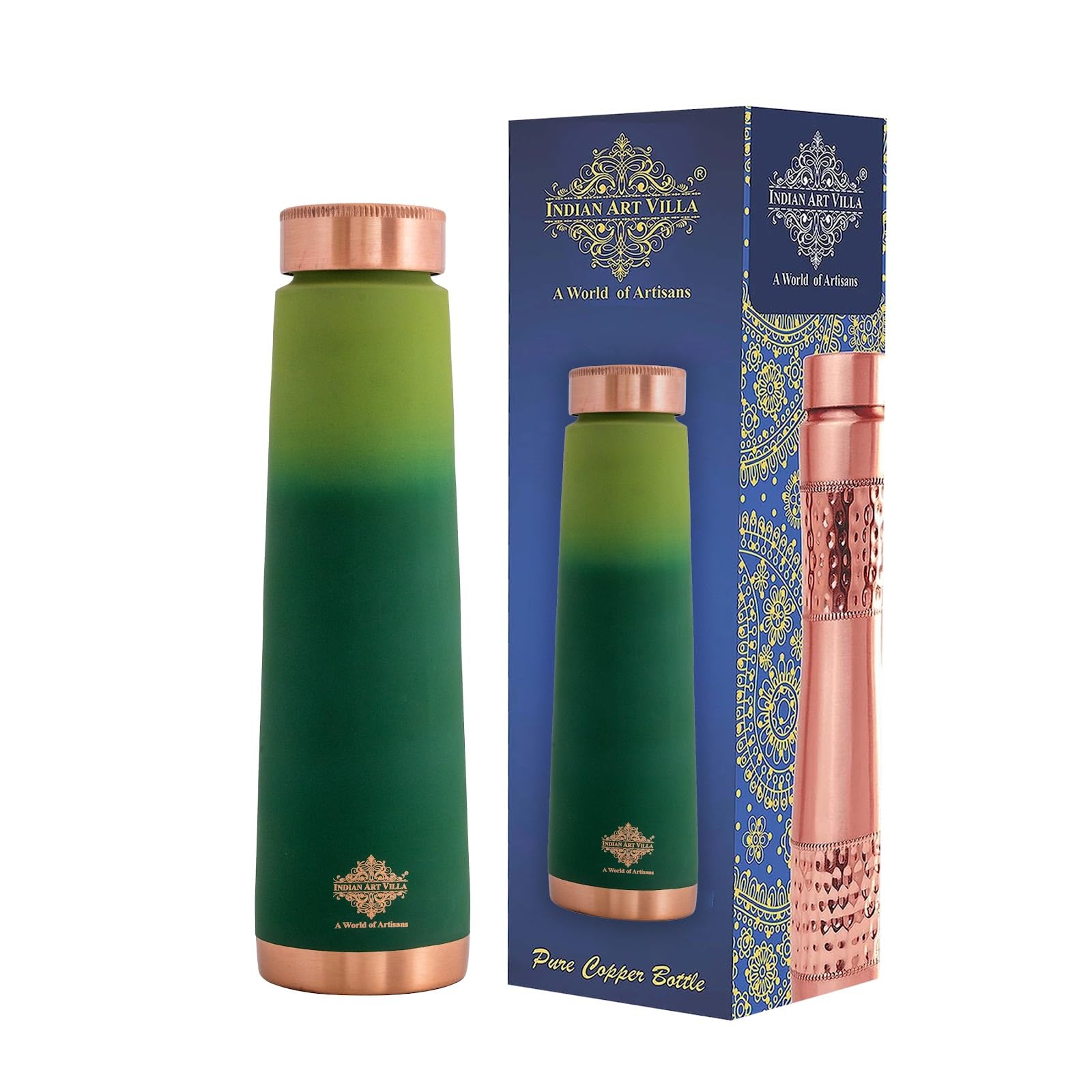 Copper Water Bottle - Ayurvedic Health & Silk Print -11
