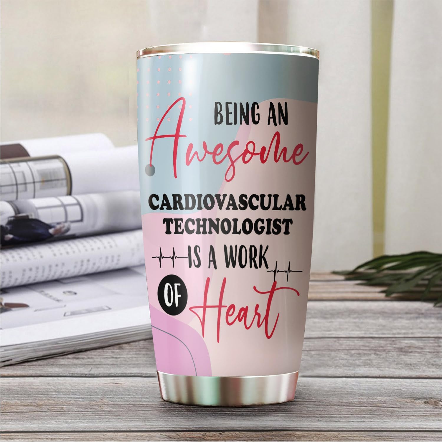 Awesome Cardiovascular Technologist Tumbler Stainless Steel 20oz, Cardiovascular Technologist Gifts Bulk For Birthday Christmas, Office Gifts For Men Women Work Friend Coworker Driking Coffee Cup