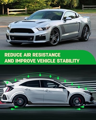 Miniatura 2 de SCITOO Universal 2M Rocker Panel Negro Estilo Falda Lateral Rocker Divisores Difusor Winglet Viento