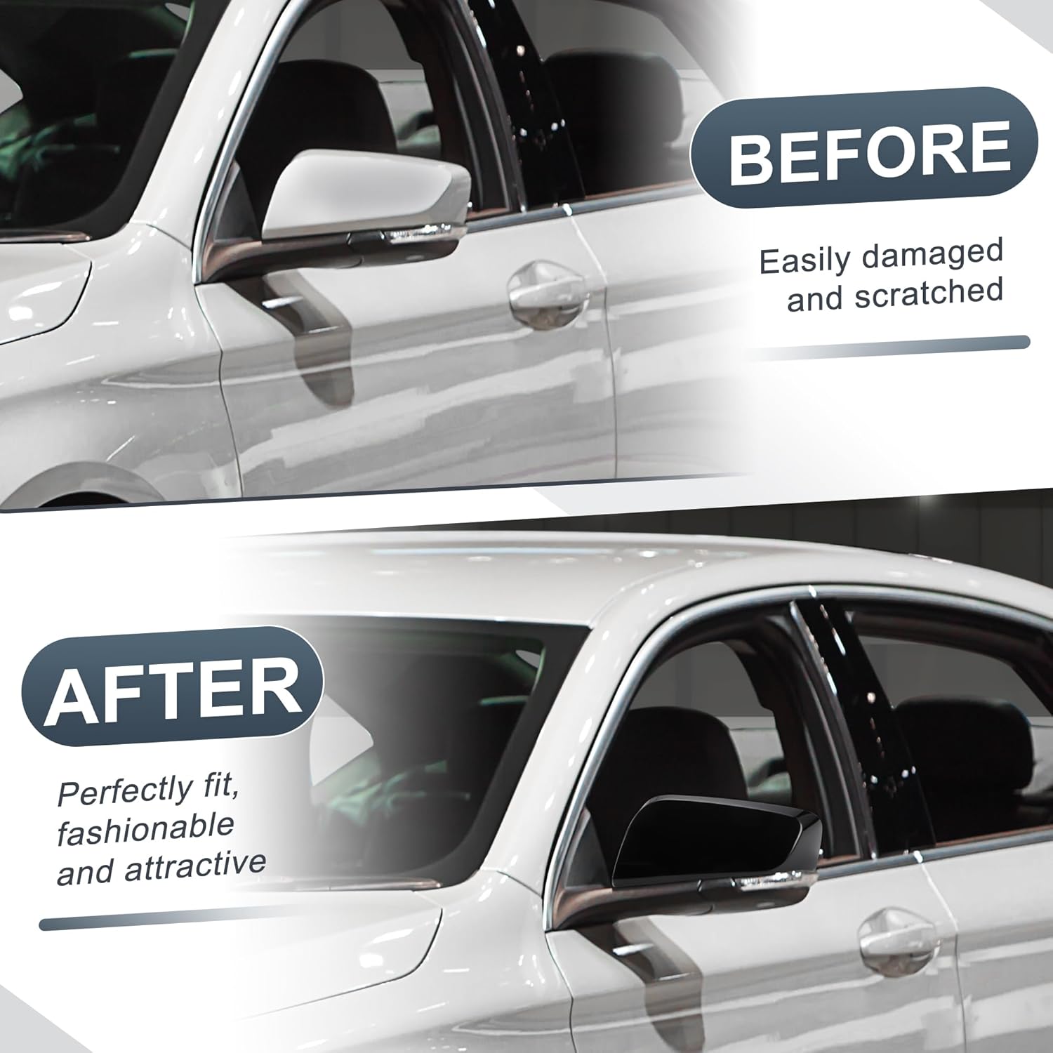 X AUTOHAUX Car Rear View Left Driver Side Mirror Cover Cap Replacement Gloss Black for Chevrolet Impala 2014-2020 Mirror Guard Covers Exterior Decoration Trims