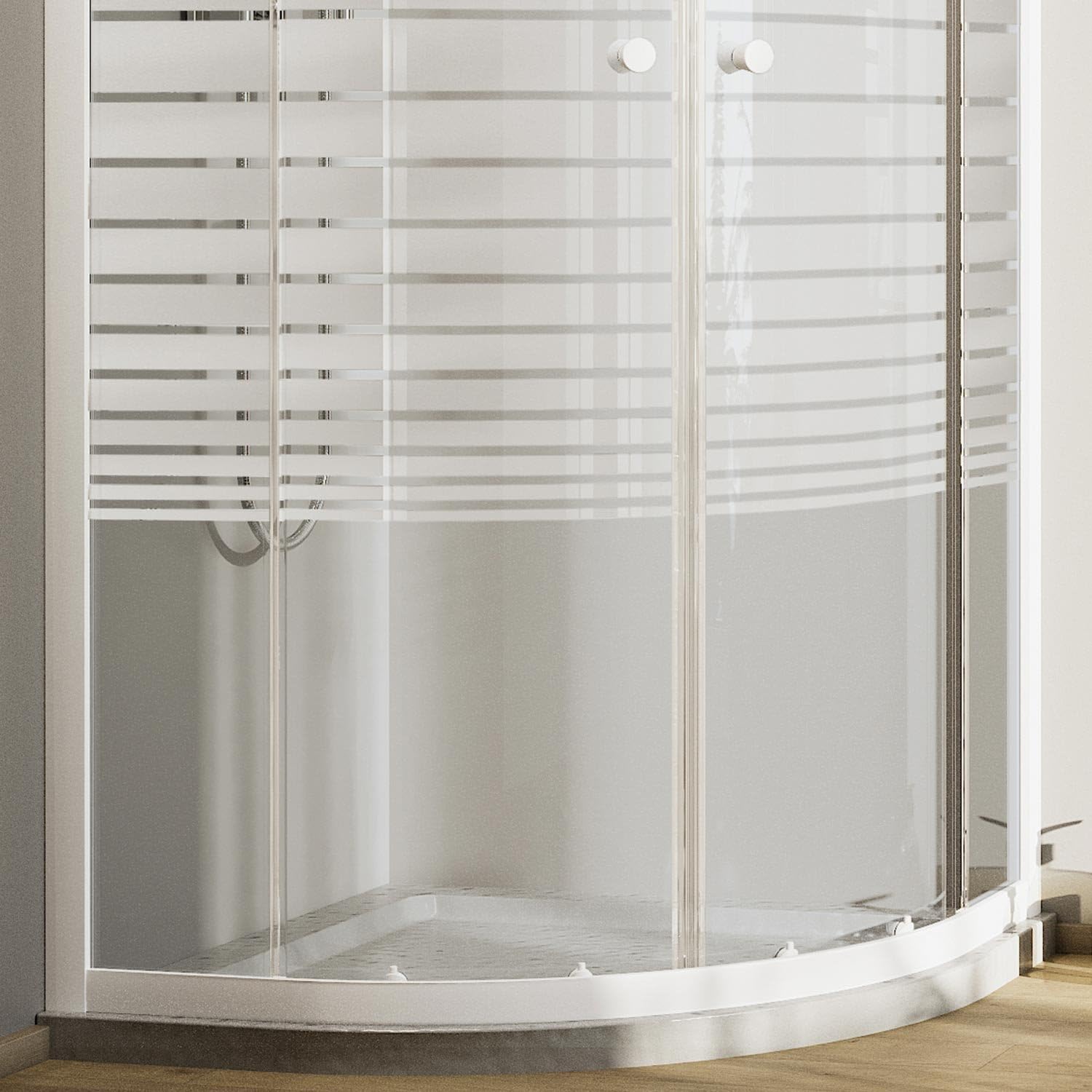 Idralite Mampara de Ducha Semicircular 90x90 CM H185 Blanco Vidrio Serigrafiado Mod. Blanc