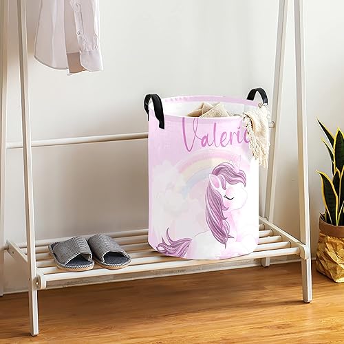 Miniatura 3 de Cesta de lavandería de unicornio impermeable, bonita cesta de lavandería con asas de cuerda, cesta de lavandería personalizada con nombre para niñas