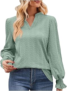 Camiseta de manga larga con cuello en V para mujer, color sólido, corte holgado, informal, para invierno, camiseta de manga larga Y2K 2025