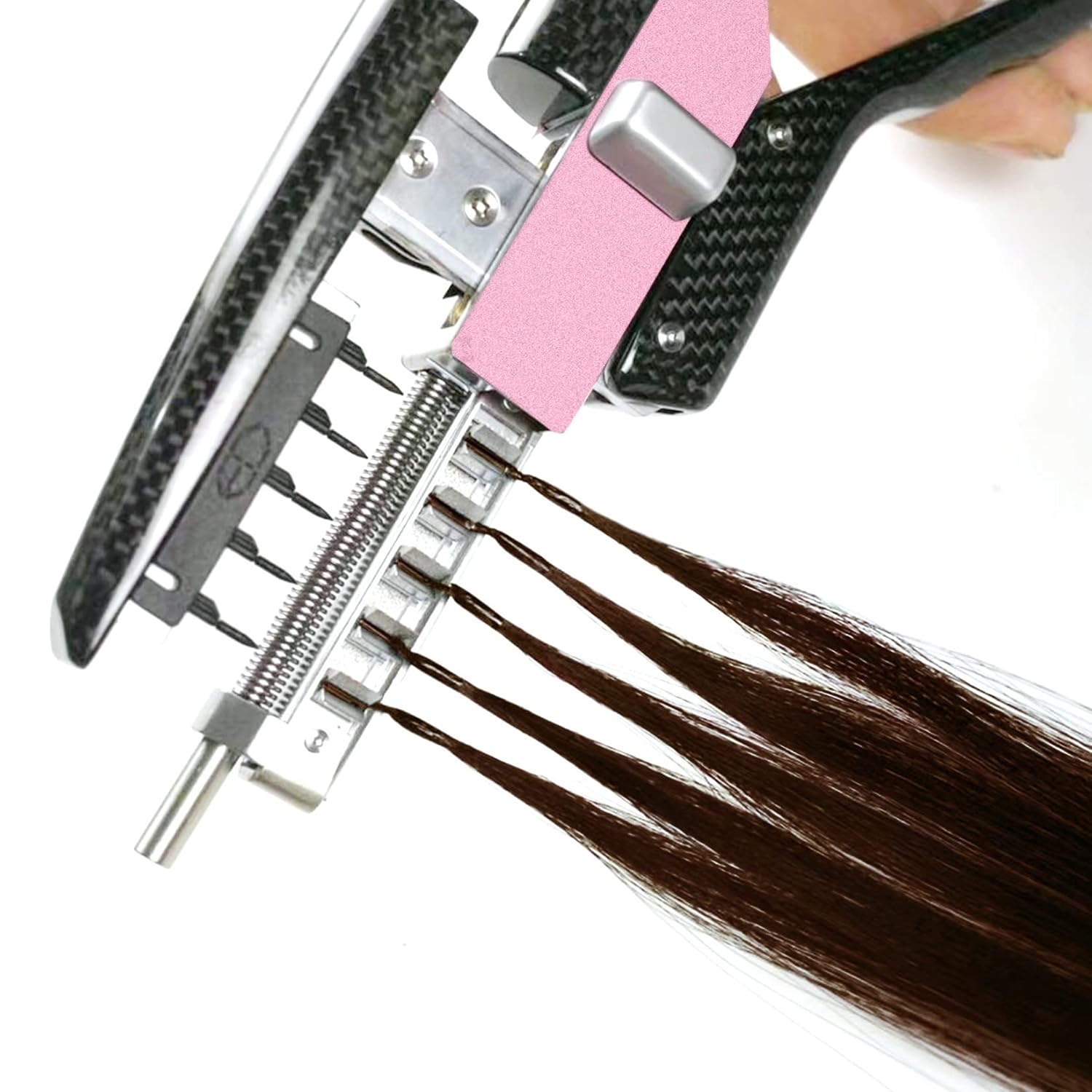 6D-2 Hair Extensions Buckle, 5 Strands/Row, Brown C-Shaped Buckle for 2nd Generation 6D Extensions Tool, 6D Hair Extensions Machine Kit, 6D Hair Button 6D Hair Clip, 40 PCS
